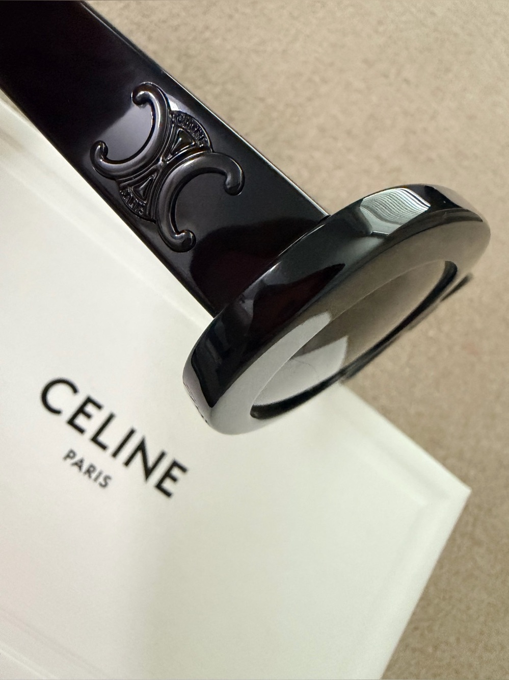 Celine Triomphe Logo Oval Acetate Sunglasses 🕶️ All Black - Picture 6 of 12